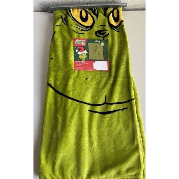 Dr. Seuss The Grinch Green Face Holiday Christmas Soft Throw Blanket 50 X 60” - Picture 1 of 9
